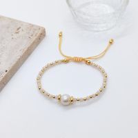 Vacation Leaf Star Flower Freshwater Pearl Soft Clay Copper Charm Knitting Plating 18k Gold Plated Women's Bracelets sku image 2