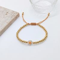 Vacation Leaf Star Flower Freshwater Pearl Soft Clay Copper Charm Knitting Plating 18k Gold Plated Women's Bracelets sku image 3