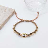 Vacation Leaf Star Flower Freshwater Pearl Soft Clay Copper Charm Knitting Plating 18k Gold Plated Women's Bracelets sku image 1