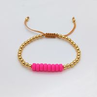Ig Style Geometric Smiley Face Freshwater Pearl Soft Clay Copper Knitting Plating 18k Gold Plated Women's Bracelets sku image 1