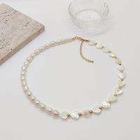 Lady Heart Shape Freshwater Pearl Shell Beaded Knitting Necklace main image 1