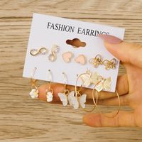 1 Set Fashion Triangle Heart Shape Butterfly Artificial Crystal Imitation Pearl Alloy Women's Earrings sku image 5