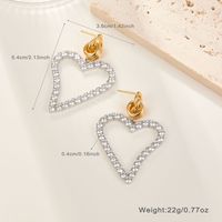 1 Pair Elegant Shiny Circle Heart Shape Inlay Sterling Silver Zircon White Gold Plated Drop Earrings main image 2