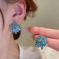 1 Pair Elegant Lady Heart Shape Flower Plating Inlay Alloy Zircon Earrings sku image 10
