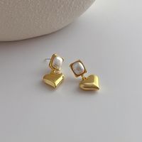 1 Paire Style Simple Forme De Cœur Placage Alliage Boucles D'oreilles main image 3