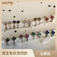 Fashion Flower Brass Plating Inlay Zircon Earrings 1 Pair sku image 15