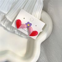 1 Pair Simple Style Classic Style Heart Shape Stoving Varnish Arylic Ear Studs sku image 1