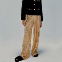 Women's Daily Street Casual Solid Color Full Length Sequins Casual Pants main image 3
