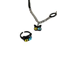 Dame Einfacher Stil Katze Titan Stahl Überzug Ringe Ohrringe Halskette main image 5