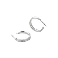 1 Pair Elegant C Shape Sterling Silver Earrings main image 4