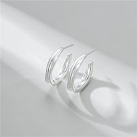 1 Pair Elegant C Shape Sterling Silver Earrings main image 1