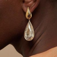 1 Pair Modern Style Water Droplets Inlay Copper Artificial Gemstones Drop Earrings main image 2