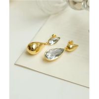 1 Pair Modern Style Water Droplets Inlay Copper Artificial Gemstones Drop Earrings sku image 1