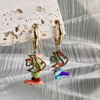 1 Pair Marine Style Dolphin Octopus Fish Tail Plating Stainless Steel Drop Earrings sku image 1