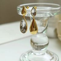 1 Pair Modern Style Water Droplets Inlay Copper Artificial Gemstones Drop Earrings main image 1