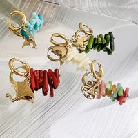 1 Pair Marine Style Dolphin Octopus Fish Tail Plating Stainless Steel Drop Earrings main image 2