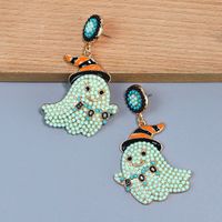 1 Pair Cute Funny Sweet Ghost Alloy Seed Bead Drop Earrings main image 4