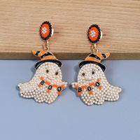 1 Pair Cute Funny Sweet Ghost Alloy Seed Bead Drop Earrings main image 5