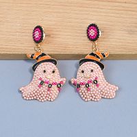 1 Pair Cute Funny Sweet Ghost Alloy Seed Bead Drop Earrings main image 6
