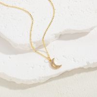 Elegant Luxurious Classic Style Moon Copper 14k Gold Plated Zircon Pendant Necklace In Bulk main image 7