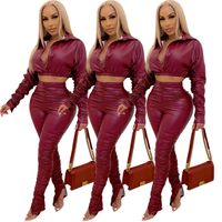 Women's Sexy Solid Color Pu Pants Sets main image 2