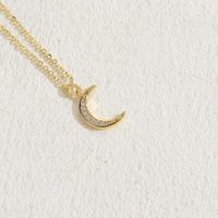 Elegant Luxurious Classic Style Moon Copper 14k Gold Plated Zircon Pendant Necklace In Bulk sku image 1
