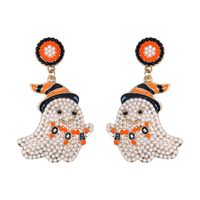 1 Pair Cute Funny Sweet Ghost Alloy Seed Bead Drop Earrings sku image 1