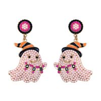1 Pair Cute Funny Sweet Ghost Alloy Seed Bead Drop Earrings sku image 3