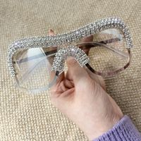 Simple Style Color Block Pc Oval Frame Diamond Full Frame Glasses main image 3