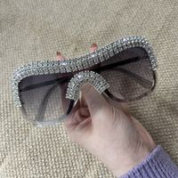 Simple Style Color Block Pc Oval Frame Diamond Full Frame Glasses main image 4