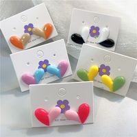 1 Pair Simple Style Classic Style Heart Shape Stoving Varnish Arylic Ear Studs main image 1