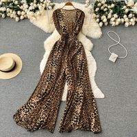Women's Party Street Sexy Leopard Full Length Jumpsuits main image 5