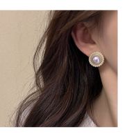 1 Pair Simple Style Round Inlay Alloy Pearl Ear Studs main image 4