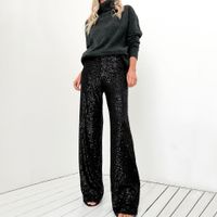 Women's Daily Street Casual Solid Color Full Length Sequins Casual Pants main image 2