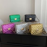 Women's Small Pu Leather Solid Color Elegant Vintage Style Square Flip Cover Shoulder Bag Crossbody Bag Chain Bag main image 1