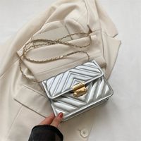 Women's Small Pu Leather Solid Color Elegant Vintage Style Square Flip Cover Shoulder Bag Crossbody Bag Chain Bag sku image 3