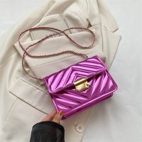 Women's Small Pu Leather Solid Color Elegant Vintage Style Square Flip Cover Shoulder Bag Crossbody Bag Chain Bag sku image 5
