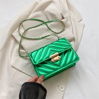 Women's Small Pu Leather Solid Color Elegant Vintage Style Square Flip Cover Shoulder Bag Crossbody Bag Chain Bag sku image 4