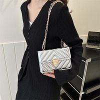 Women's Small Pu Leather Solid Color Elegant Vintage Style Square Flip Cover Shoulder Bag Crossbody Bag Chain Bag main image 3