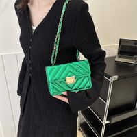Women's Small Pu Leather Solid Color Elegant Vintage Style Square Flip Cover Shoulder Bag Crossbody Bag Chain Bag main image 2