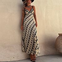 Women's Strap Dress Casual Bohemian V Neck Printing Sleeveless Geometric Maxi Long Dress Travel main image 1