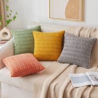 Casual Vacation Solid Color Corduroy Pillow Cases main image 6