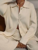Women's Simple Style Solid Color Nylon Polyester Viscose Fiber Rib-knit Pants Sets sku image 5