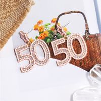 1 Pair Casual Simple Style Number Inlay Alloy Beads Drop Earrings main image 6