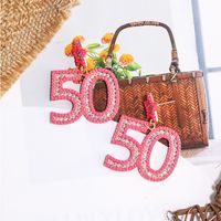 1 Pair Casual Simple Style Number Inlay Alloy Beads Drop Earrings main image 5