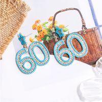 1 Pair Casual Simple Style Number Inlay Alloy Beads Drop Earrings main image 3