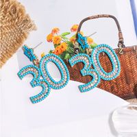 1 Pair Casual Simple Style Number Inlay Alloy Beads Drop Earrings main image 4