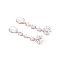 1 Pair Sweet Flower Inlay Rhinestone Artificial Gemstones Drop Earrings main image 5