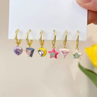 6 Pieces Vacation Sweet Star Plating Inlay Alloy Artificial Diamond Drop Earrings main image 1