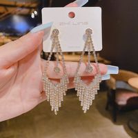 1 Pair Fairy Style Glam Tassel Plating Inlay Alloy Rhinestones Drop Earrings main image 5